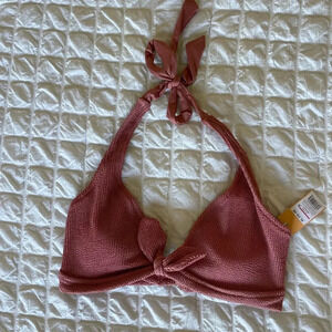 Kona Sol pink ribbed bikini top